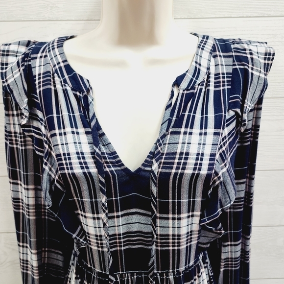 LOFT Plaid Ruffle Dress - Picture 2 of 9